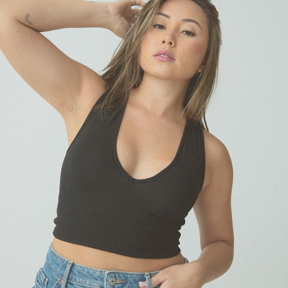 Klassy Network V-Neck Brami Top, Black